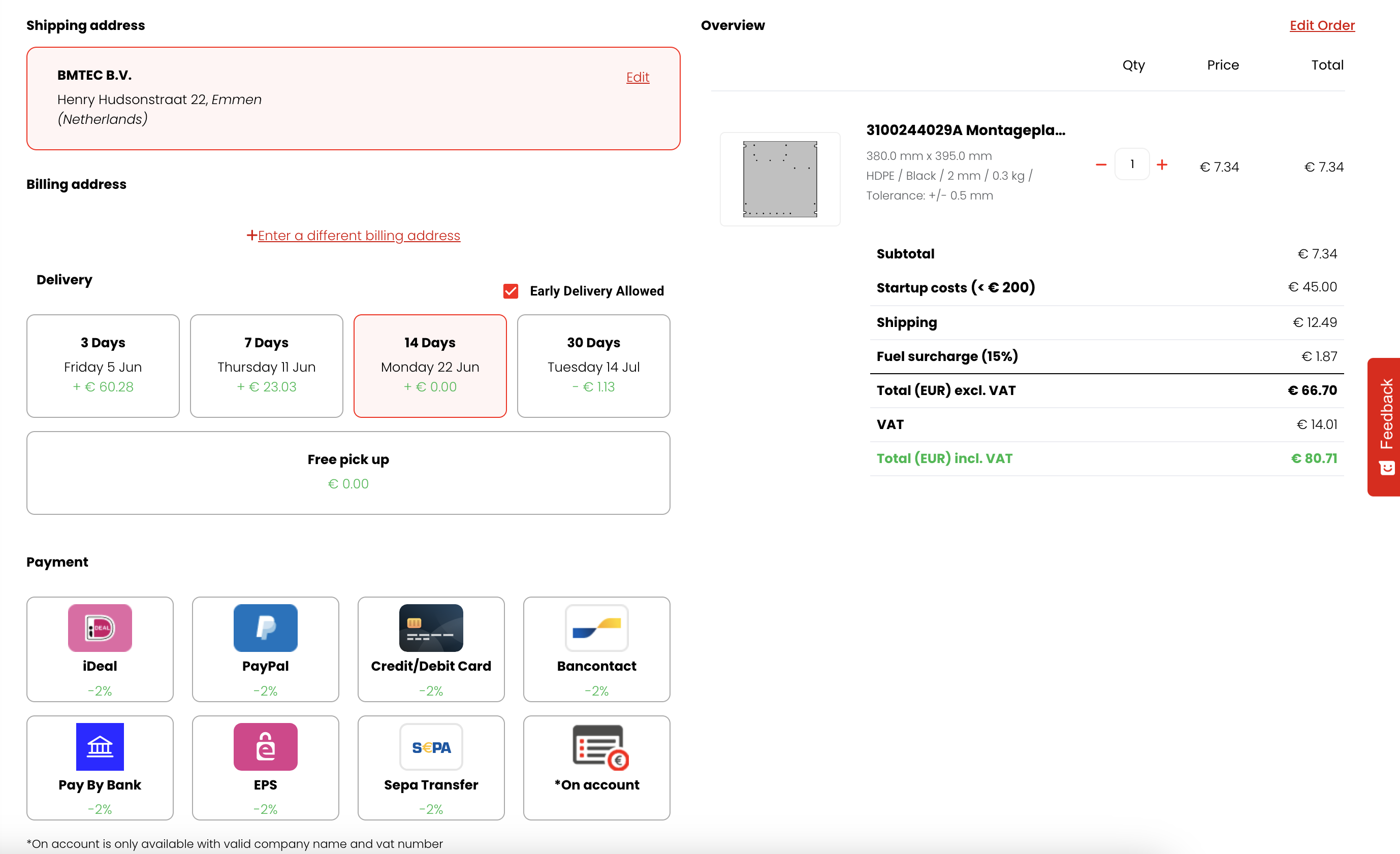 Je bestelling configureren